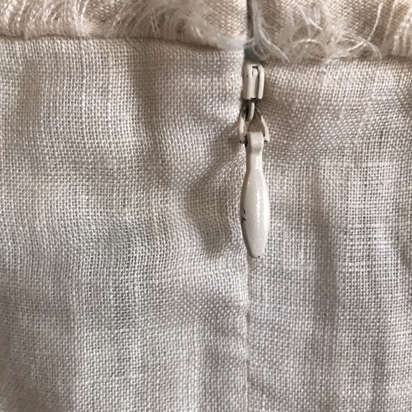 Talbots beige linen tiered raw hem textured beachy sheath dress. Spring Easter - Picture 5 of 8